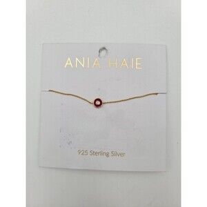 Ania Haie Bracelet Gold Plated Sterling Silver Dark Pink Enamel Disc AG‎ 925